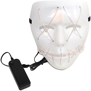 Scared EL Wire Light Up Mask Halloween Rave Led Mask for Festival Party(White)