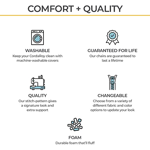 CordaRoy's Corduroy Bean Bag Chair, Convertible Chair Folds from Bean Bag to Bed, As Seen on