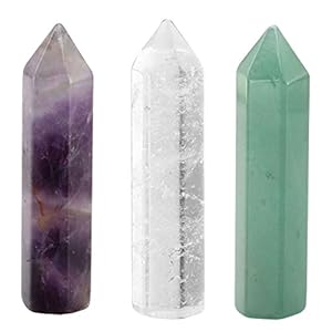 Jovivi 3-8pcs 45mm Chakra Crystals Quartz Healing Wands Kit Reiki Tumbled 6 Facet Single Point Stones Bohemian Meditation Set