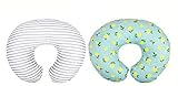Premium Quality 2 Pack Nursing Pillow Covers by Mila Millie | Baby Girl Chic Flower Design | Gray Stripes Unisex Slipcover | 100% Cotton Hypoallergenic | Breastfeeding | Shower Gift | Fits Boppy