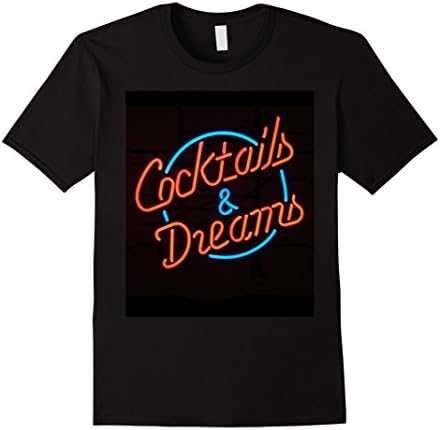 Mens Neon Sign Cocktails Bar T Shirt Large Black