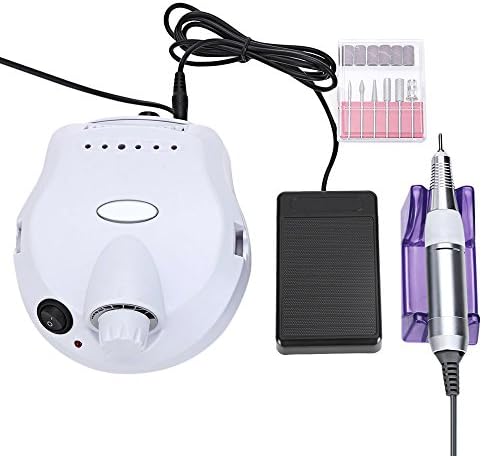 Electric Acrylic Nail Art Drill File Equipment Glazing Manicure Pedicure Grooming Kit Tools Professional Salon Machine Nail Files Buffers Nail Polisher Repair (White)