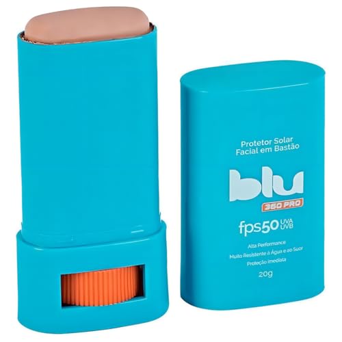 Protetor Solar Blu 360pro Bastão Bege FPS 50 Esporte, ideal para surf 20g e esportes aquáticos, proteção resistente ao suor, prática aplicação UVA UVB diária.