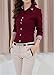 arctic leaf Women's Vintage Long Sleeve Rivets Collar Button Up Blouse Shirt Top L Burgundy
