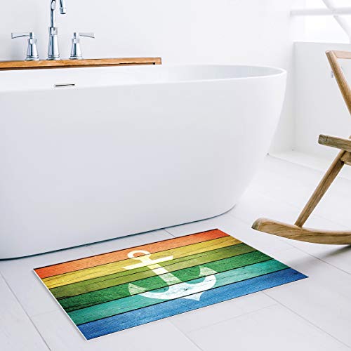 FunkyHome Anchor Doormat Entrance Mat, Nautical Anchor Wood