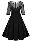 Meaneor Women's A-Line Dress Mesh Patchwork Pleated Little Cocktail Party Dress