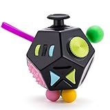 Fidget Dice Anti-anxiety and Depression Cube for Children and Adults - Black Green 12 Side