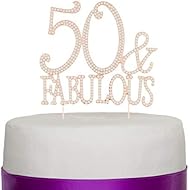 Ella Celebration 50 & Fabulous Cake Topper for 50th Birthday Party Rose Gold Decoration Supplies (50 & Fabulous Rose Gold)