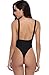 SHEKINI Backless High Cut Swimsuits One Piece Thong Bathing Suits For Women (Medium/(US 8-10), Manhattan Black)