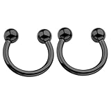 JOVIVI 2pc 14G Stainless Steel Multi-functional Lip/Nose/Nipple/Eyebrown Captive Hoop Ring Barbell Tragus Cartilage Stud Earrings 3/8