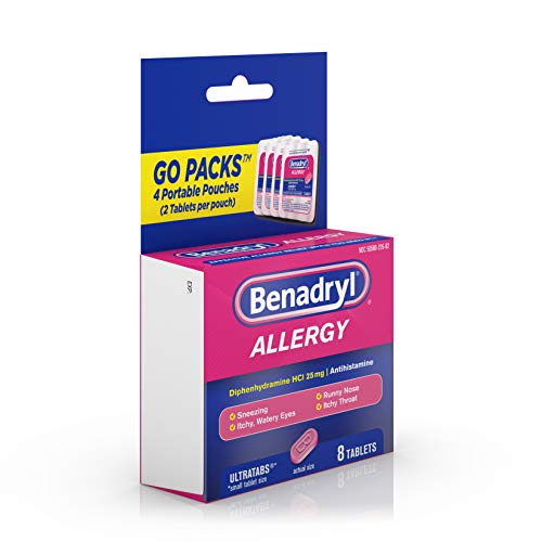 Benadryl Ultratabs Go Packs, Antihistamine Tablets with Diphenhydramine