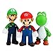 PantShop Super Mario Toys - Mario & Luigi Figurines - Yoshi & Mario Bros Action Figures - Set of 3 Mario PVC Toy Figures for Kids & Adults - Premium Cake Toppers + 2 Keychains - Great Geek Present