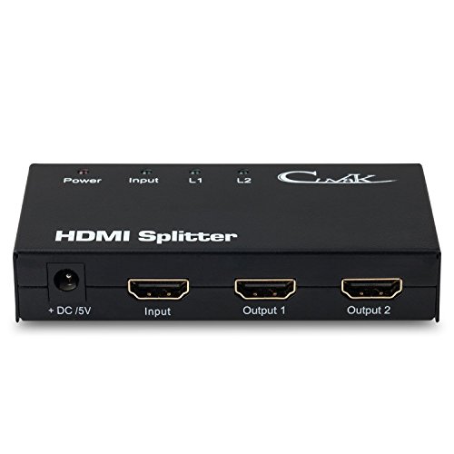 Cingk HDMI Splitter 1 Input 2 Output Amplified Powered Splitter Signal Distributor HDMI 1.4v Certified Support Full 2K 4K 1080P 3D Mode for Apple TV Ruku TV Stick and More - Thumbnail 2