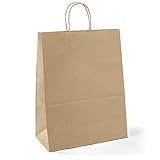 Halulu Brown Kraft Paper Bags, Shopping, Mechandise, Party, Gift Bags - Recycled Paper Bags 13x7x17