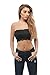 Women's Lace Bandeau Tube Crop Top Stretch Lined (S, Black)