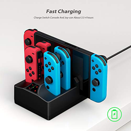Charging Station for Switch, WeiCheng Switch Controller Charger Joy Con Charging Dock Stand Fast Charger Station for Nintendo Switch with LED Indicator Black
