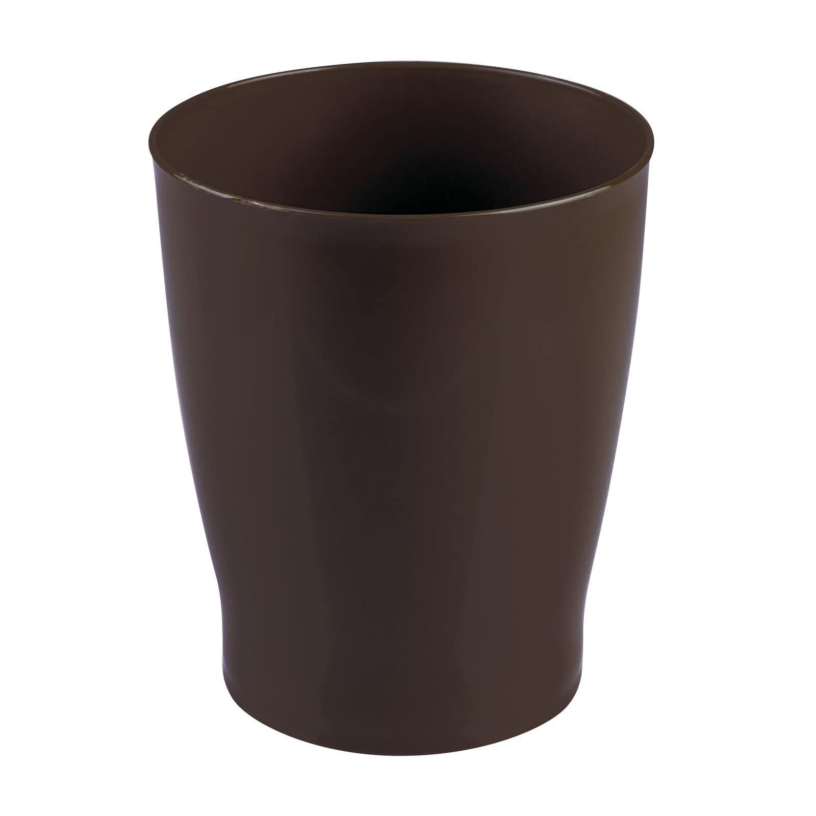 Photo 1 of mDesign Round Plastic Bathroom Garbage Can, 1.25 Gallon Wastebasket, Garbage Bin, Trash Can for Bathroom, Bedroom, and Kids Room - Small Trash Can - Fyfe Collection - Dark Brown