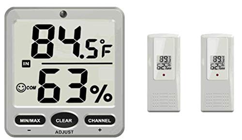 Ambient Weather WS-07-X2 Big Digit 8-Channel Wireless Thermo-Hygrometer with Two Remote Sensors