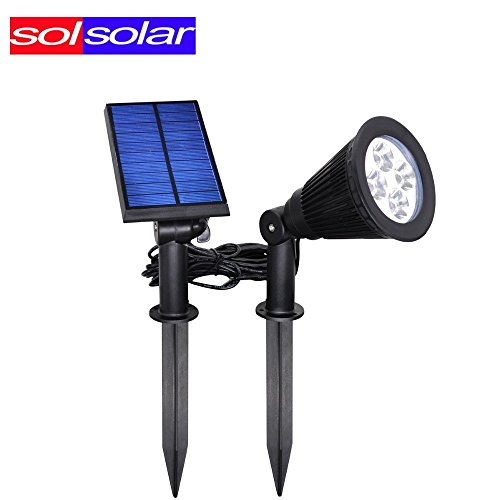 Falove Solar Lights,2-in-1 Waterproof 4 LED Solar Spotlight Adjustable Wall Light Landscape Light Security Lighting Dark Sensing Auto On/Off for Patio Deck Yard Garden Driveway Pool Area