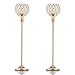 VINCIGANT Pair of 2 Gold Crystal Candle Stand Holders/Dinning Room Table Decorative Candle Lantern Centerpieces for Anniversary