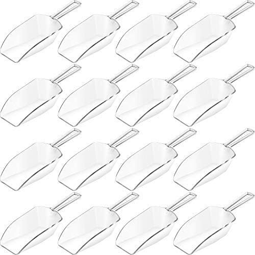 Hestya 16 Pcs Multi-Purpose Clear Plastic Scoops for Candy Buffet Ice, Food, Popcorn, Protein Powders, Ice Cream, Coffee