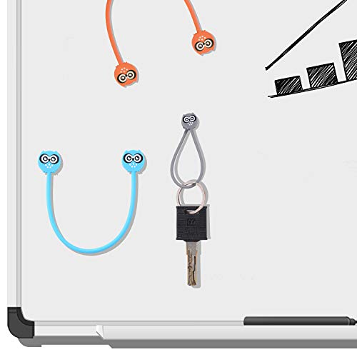 SUNFICON 14 Pack Magnetic Cable Organisers Cable Clips Big Eyes Owl Headphone Earbuds Cord Winder Manager Keeper Bookmark Whiteboard Fridge Magnet USB Cord Tie Strap Holder Home Office School Kitchen - Thumbnail 5