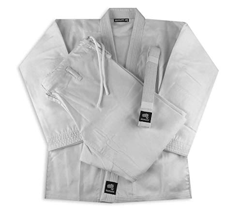 Zephyr Martial Arts K-Pro 14 oz. Karate Gi Student Uniform with Belt - White - 3 - Thumbnail 2