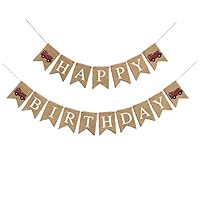 Firetruck Party Decoration | Happy Birthday Burlap Banner | Fireman Firefighte Party Theme Decorations