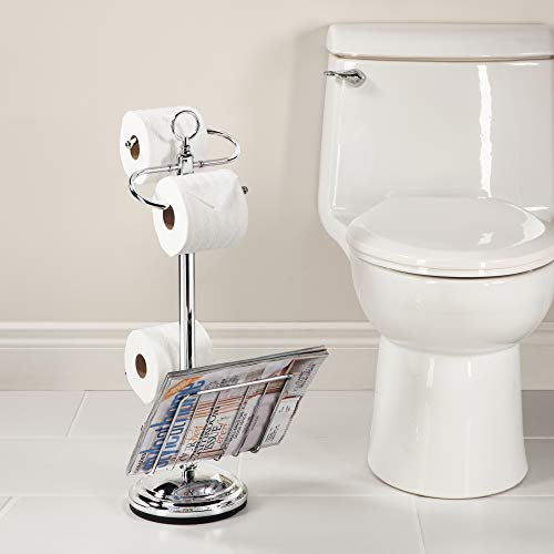 Better Living Products 54542 Toilet Valet Free Standing Toilet Tissue Holder and Dispenser, Chrome