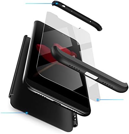 TANGNI XiaoMi Mi 8 Case, XiaoMi Mi 8 Cover [Screen Protector Included] 3 in 1 Electroplate Metal Anti-Scratch Ultra Thin Case for XiaoMi Mi 8 (0inch) 360°complete package protection -Black