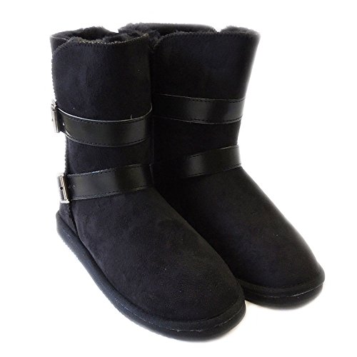 NEW WOMENS WARM WINTER COMFORT BOOTS MID CALF FLAT FAUX FUR SUEDE/BLACK ROSE-9 (8) NEW WOMENS WARM WINTER COMFORT BOOTS MID CALF FLAT FAUX FUR SUEDE/BLACK ROSE-9 (8)