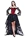Kimring Women's Steampunk Victorian Elegant Off Shoulder Overbust Corset Dress Skirt Set With Lace Long Sleeves Black/Red Medium