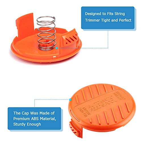 vicrays String Trimmer Spool Replacement for Black and Decker,AF-100 Weed Eater Spools with 30 Feet of .065-Inch Line, GH600 GH900 Edger with RC-100-P Spool Cap Covers (6 Spools, 1 Cap,1 Spring)