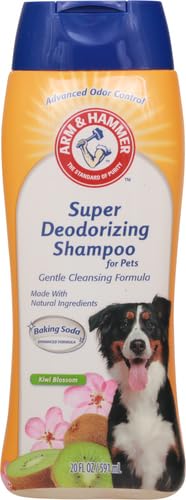 ARM & HAMMER DEODORIZING DOG SHAMPOO WITH BAKING SODA FOR ODOR CONTROL, TEARLESS MOISTURIZING FORMULA FOR SENSITIVE SKIN, FRESH KIWI BLOSSOM SCENT, SAFE FOR DOGS AND PUPPIES, 20 FL OZ