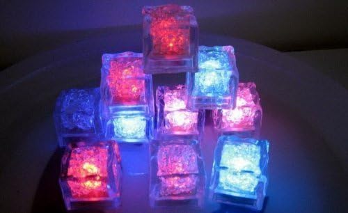 Multi-Color Liquid Sensor Ice Cubes,LED Ice Cubes Color Changing Light Flashing Light LED Glow Lighting for Drinking Wine Wedding Party Bar Decoration at home, bar or clubs (12 Pcs)