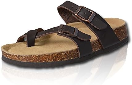 VLLY Women's Synthetic Leather Flip-Flops Ring Open Toe Cork Sandals