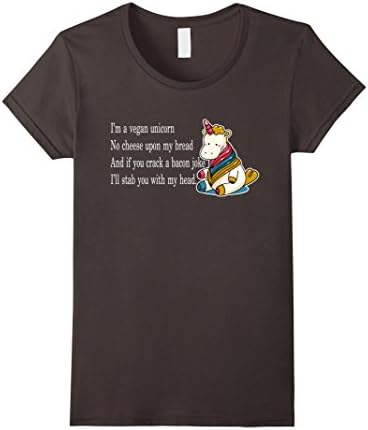 Women's I'm A Vegan Unicorn No Cheese Upon My Head T-shirt Funny Large Asphalt