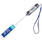 BOGZON Mini Digital Stainless Cooking Thermometer Sensor Prober, Instant-Read Thermometer for Grill, BBQ, Food, Meat, Milk, Candy/Bath Water, LCD Screen, Long Probe, Black