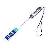 BOGZON Mini Digital Stainless Cooking Thermometer Sensor Prober, Instant-Read Thermometer for Grill, BBQ, Food, Meat, Milk, Candy/Bath Water, LCD Screen, Long Probe, Black