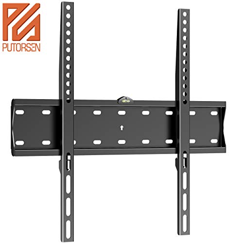 PUTORSEN® Fixed TV Wall Bracket, Ultra Slim TV Wall Mount for 32-55 inch LED LCD Plasma Full HD 1080p 3D 4K Smart TV Max VESA 400x400, Capacity 40kg, Spirit level included