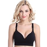 BAOMOSI Women's Seamless Nursing Maternity Bra Push Up Comfort Sleep Bralette Color Black Size S
