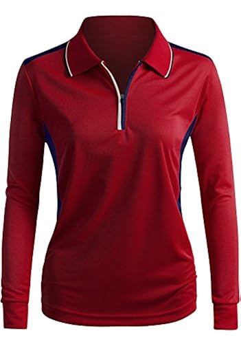 CLOVERY Golf Wear Moisture Wicking Long Sleeve Basic Polo Shirts - Main Image
