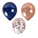 2022 New Years Eve Decorations Rose Gold Navy Blue Balloons 44 Pack 12 Inch Metallic Blue Rose Gold Confetti Balloons for Wedding Bridal Shower Engagement Party Birthday Valentine's Day Decor