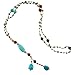 Chuvora Genuine Turquoise Gemstones and Crystal Beaded Y Drop Long Necklace, 26 inches