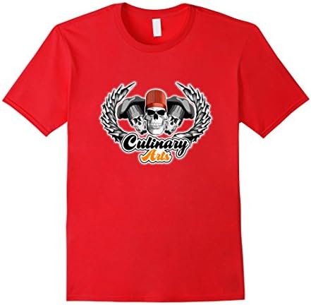 Men's Chef PastryT-Shirts Skull and Pastry Bags Medium Red