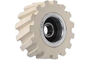 Rubber Pressure Roller Wheel for Edge Banding Machine, 65mm OD x 8mm/12mm ID x 28mm Thick Twill Design, Long lasting White Ru