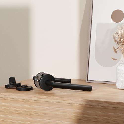 1 Pack of HENYIN Stainless Steel Door Lever Handle with Bathroom Knob,Mortise Door Lock handle,Black Color (SO2-103BK-B)
