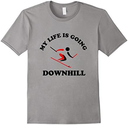 Mens My Life Is Going Downhill Snow Skiing T-Shirt 2XL Slate