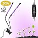 LED Grow Light with 40 Red Blue Spectrum LEDs, Adjustable Dual Head Timing Growing Lamp, 9 Dimmable Levels, 3/9/12H Timer (20W)