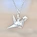 Origami Crane Necklace in Sterling Silver with 16 Inch Chain